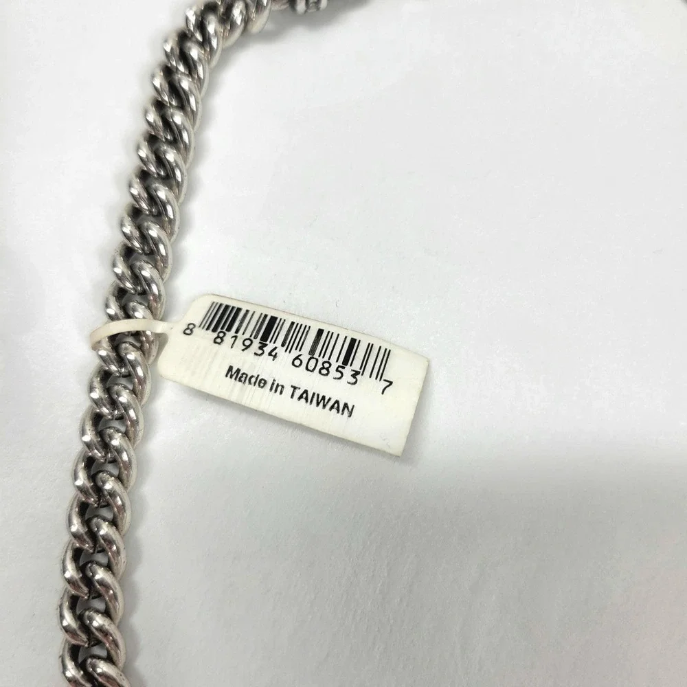Brighton Chunky Silver Tone Maltese Cross Necklace‎ Reversible Rhinestone NWT